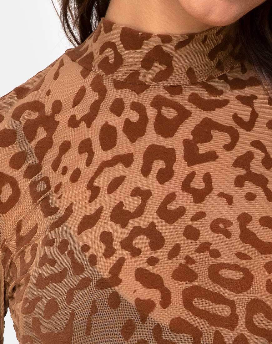 Lara Crop Top in Animal Flock Tan Brown sold by Motel Rocks product image thumbnail 5