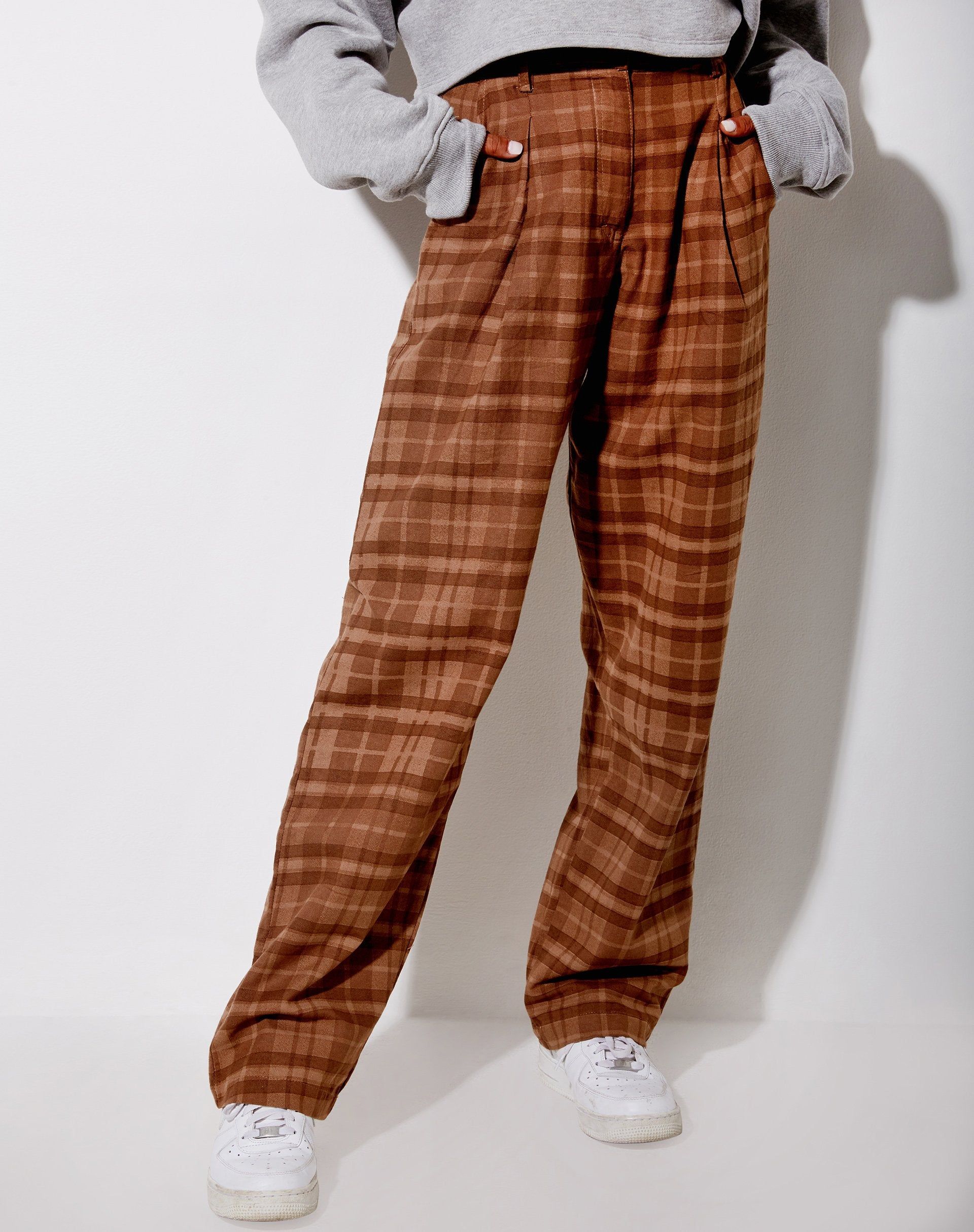 Sakila Trouser in Brown Check sold by Motel Rocks product image thumbnail 2