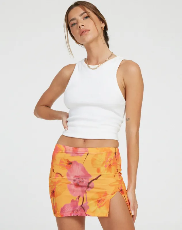 Pelma Mini Skirt in Blurred Orchid Peach sold by Motel Rocks