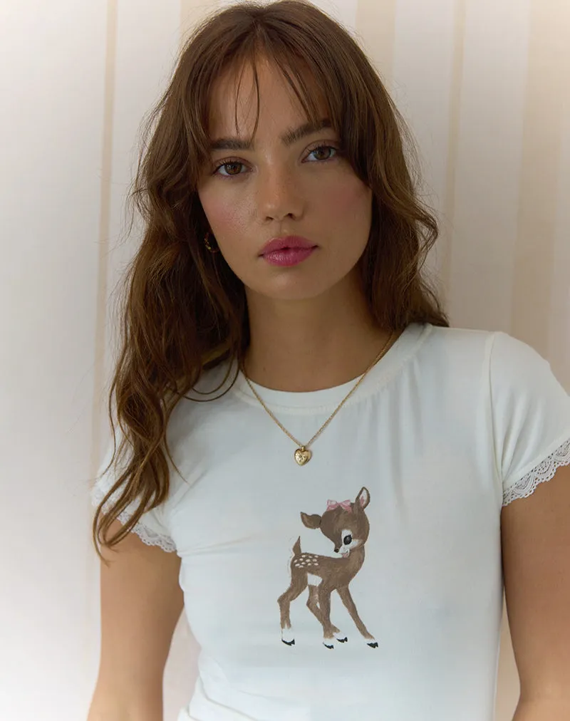 Izzy Top in Off White Deer Print sold by Motel Rocks product image thumbnail 3
