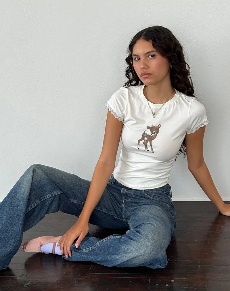 Izzy Top in Off White Deer Print sold by Motel Rocks product image thumbnail 4