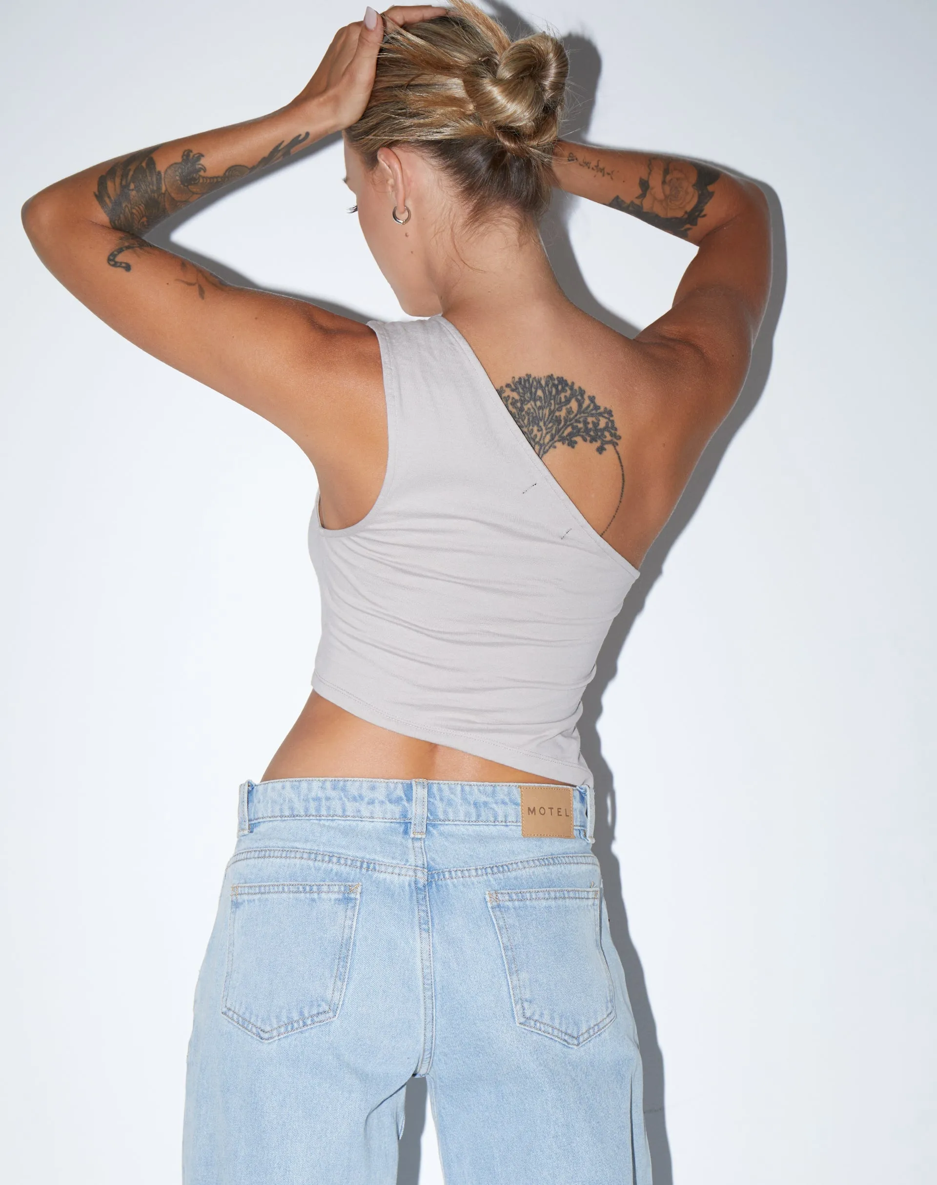 Bayva Crop Top in Lycra Oat Milk sold by Motel Rocks product image thumbnail 4