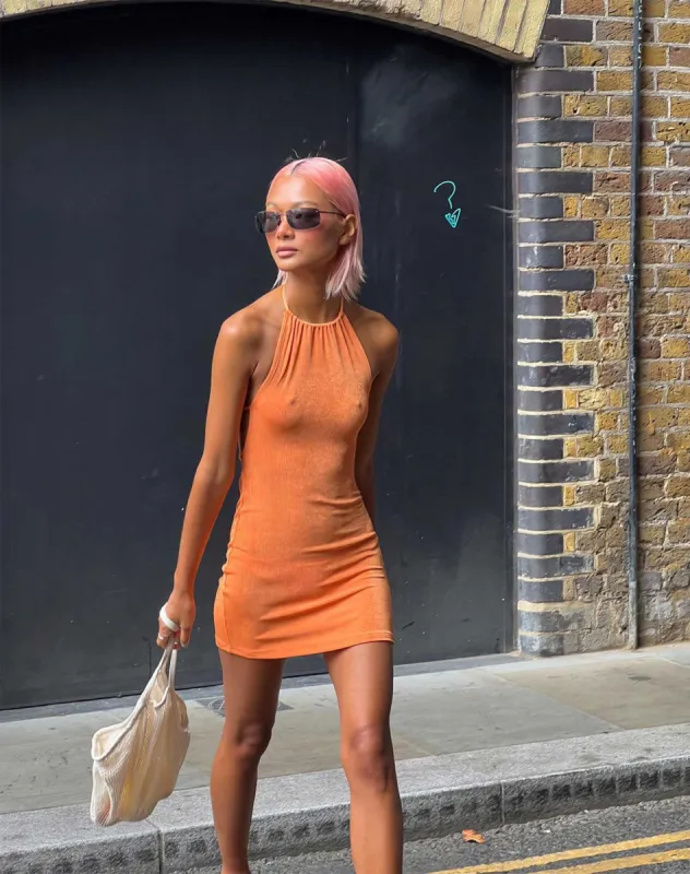 Jedida Mini Dress in Orange sold by Motel Rocks