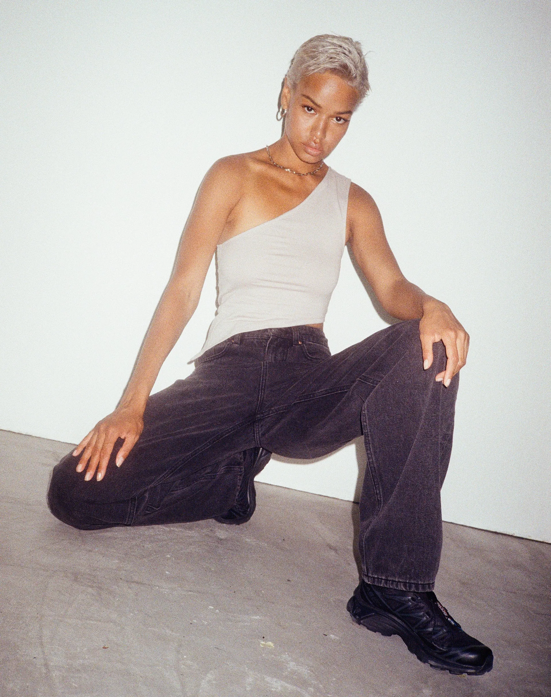 Bayva Crop Top in Lycra Oat Milk sold by Motel Rocks