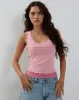 Zeta Vest Top in Pink with Dark Pink Lining sold by Motel Rocks