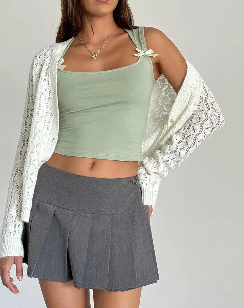 Jiniso Crop Top in Sage with Ivory Bows sold by Motel Rocks product image thumbnail 3