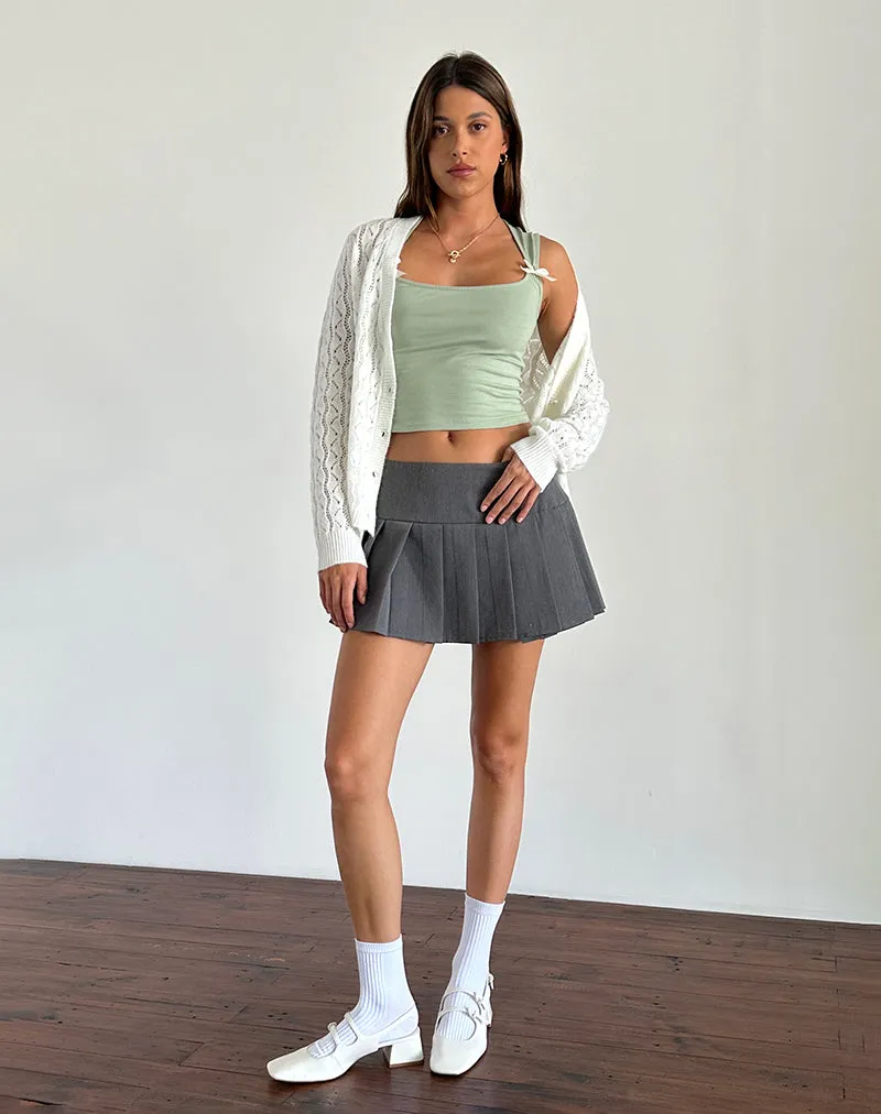 Jiniso Crop Top in Sage with Ivory Bows sold by Motel Rocks product image thumbnail 2