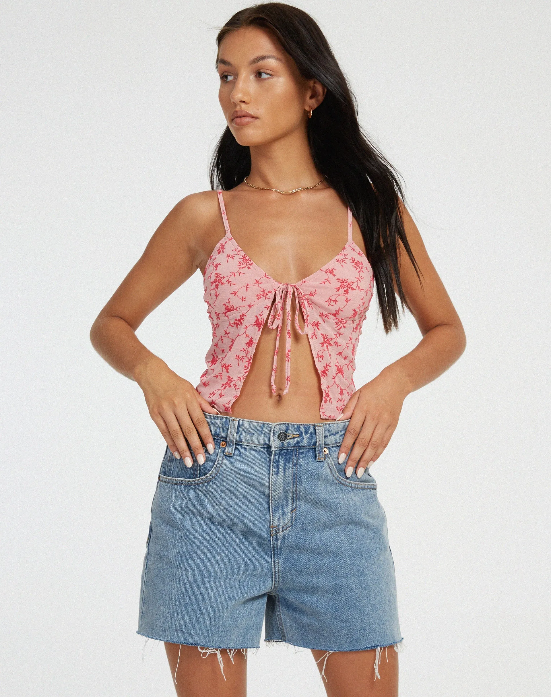 Rumak Top in Love Bloom Pink Flock sold by Motel Rocks