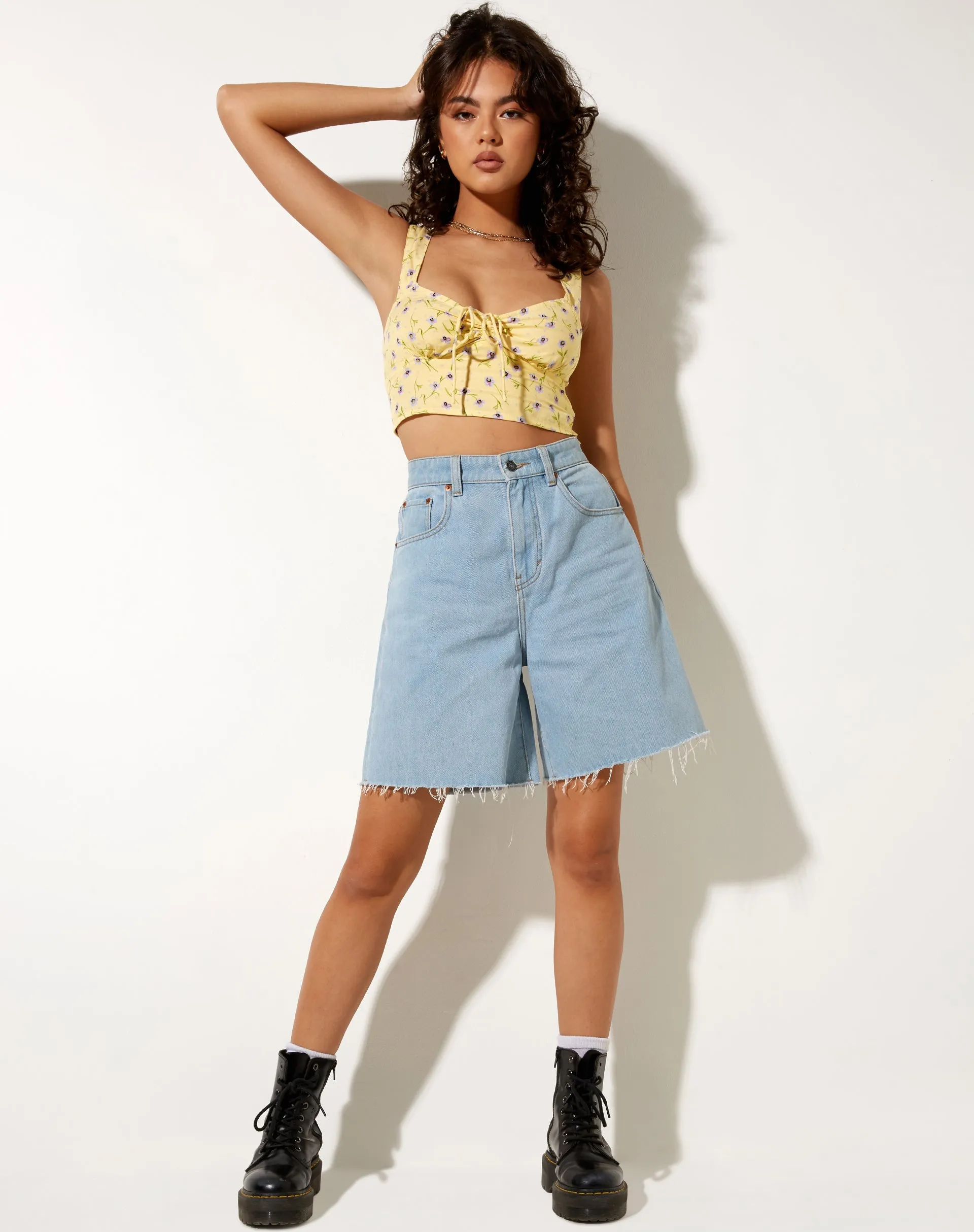 Ridis Vest Crop Top in Wild Flower Lemon Drop sold by Motel Rocks product image thumbnail 3