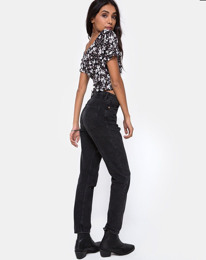 Evony Top in Dark Wild Flower sold by Motel Rocks product image thumbnail 4