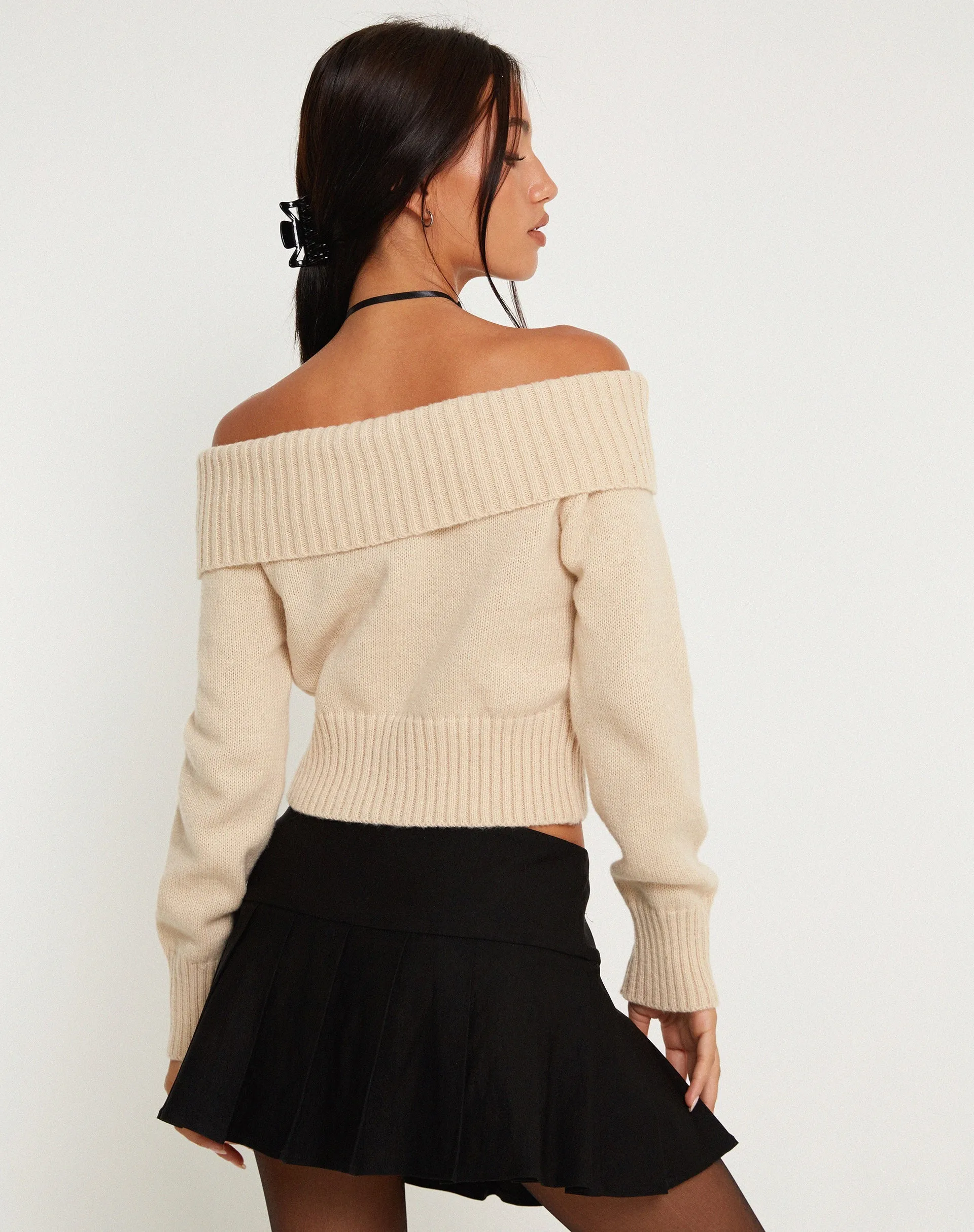 Koriya Bardot Top in Birch Cream sold by Motel Rocks product image thumbnail 3