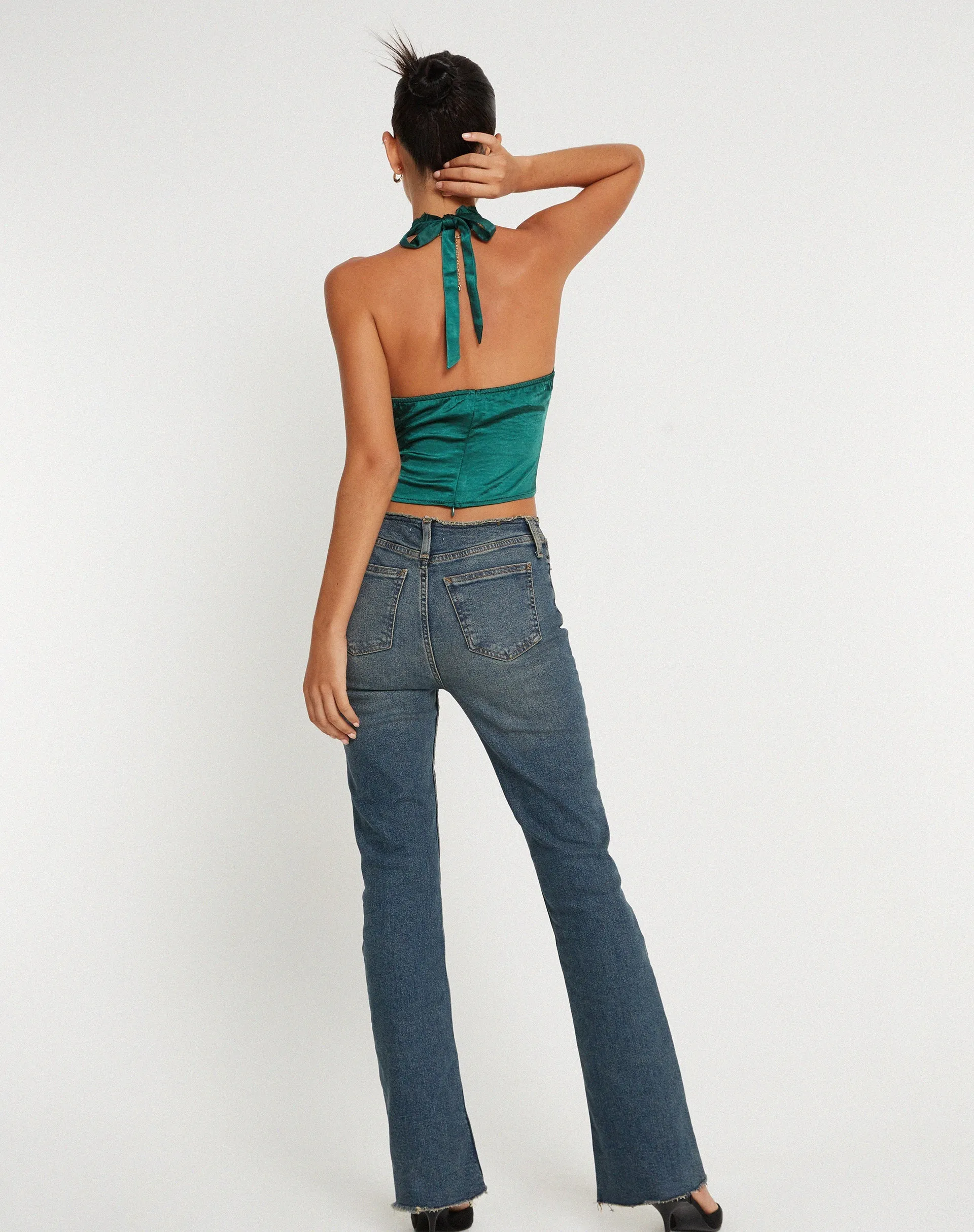 Mutsuki Halterneck Top in Satin Forest Green sold by Motel Rocks product image thumbnail 4
