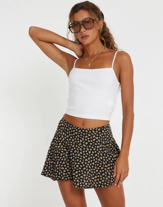 Rara Mini Skirt in Ditsy Floral Bronze sold by Motel Rocks