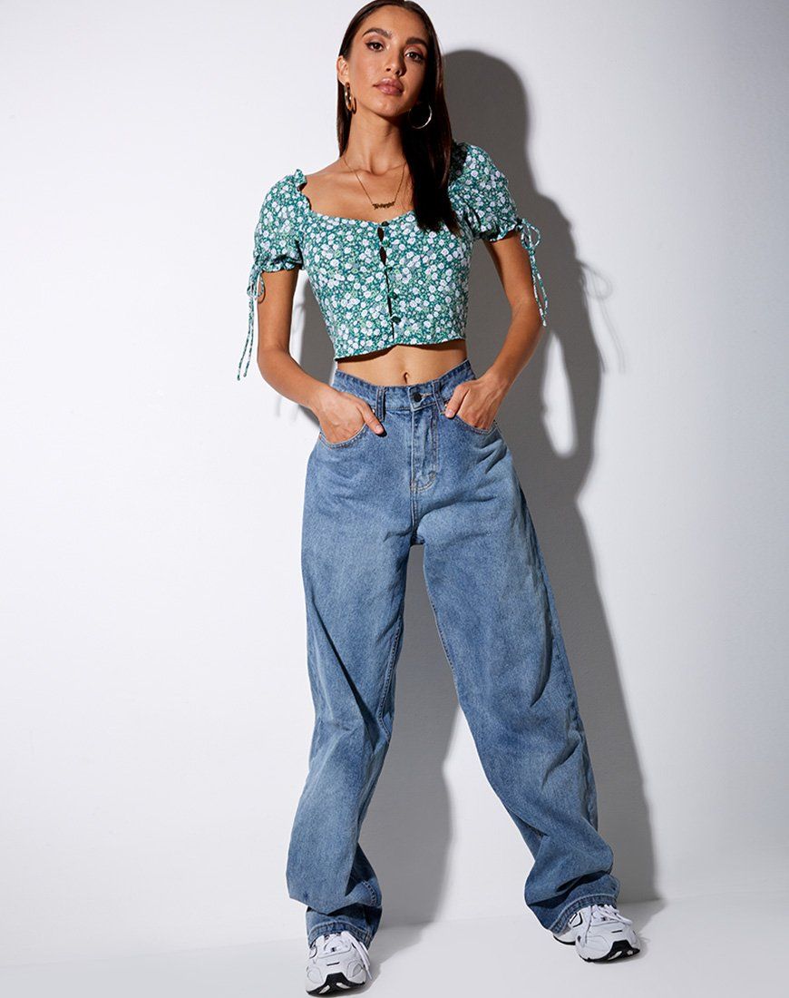 Flaba Top in Floral Field Green sold by Motel Rocks product image thumbnail 3