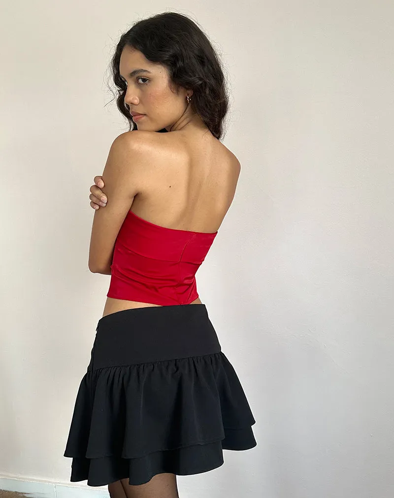 Astrum Satin Bandeau Top in Red with Black Rose sold by Motel Rocks product image thumbnail 5