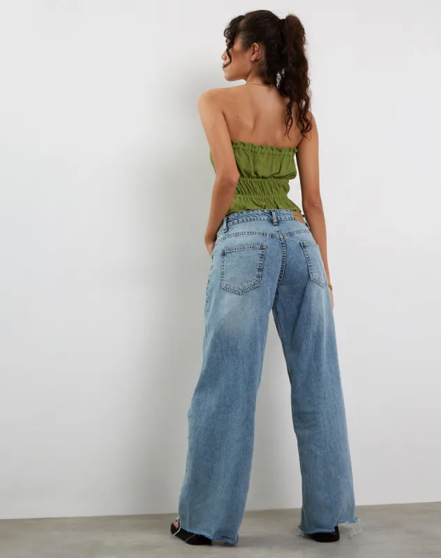 Cove Bandeau Top in Crinkle Green Sweet Pea sold by Motel Rocks