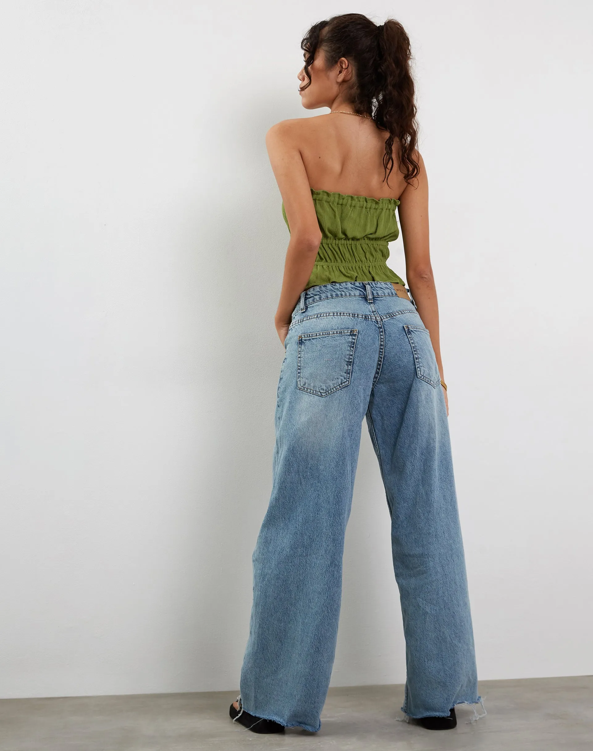 Cove Bandeau Top in Crinkle Green Sweet Pea sold by Motel Rocks