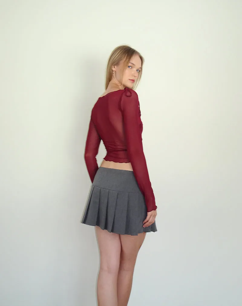 Monari Long Sleeve Top in Mesh Burgundy sold by Motel Rocks product image thumbnail 5