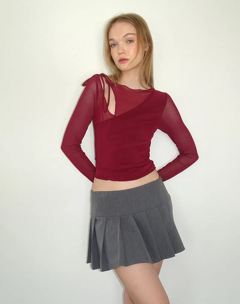 Monari Long Sleeve Top in Mesh Burgundy sold by Motel Rocks