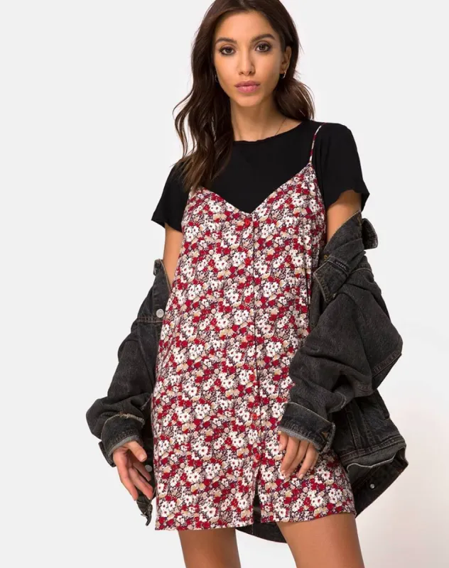 Sanna Slip Dress in Floral Charm Red sold by Motel Rocks