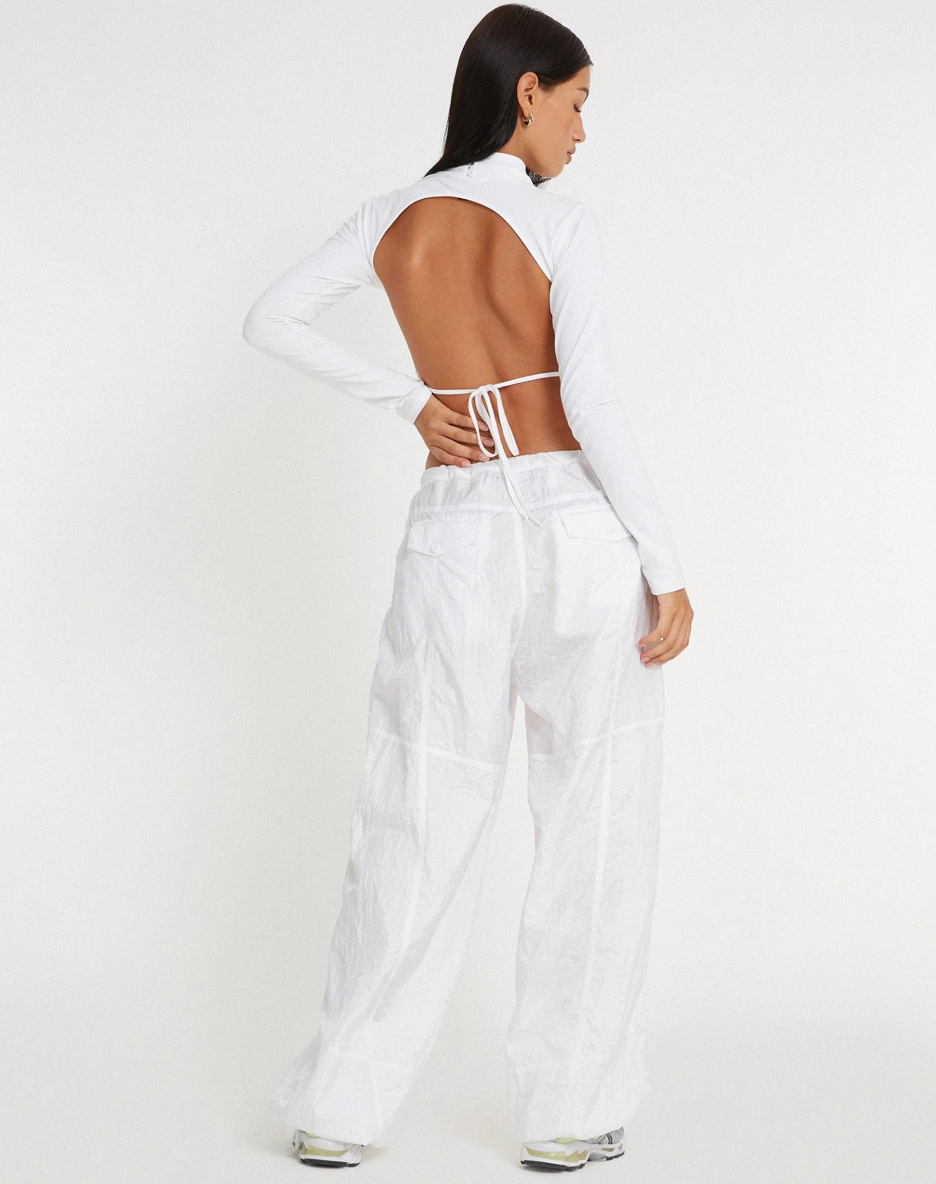 Quelia Open Back Crop Top in White sold by Motel Rocks product image thumbnail 4