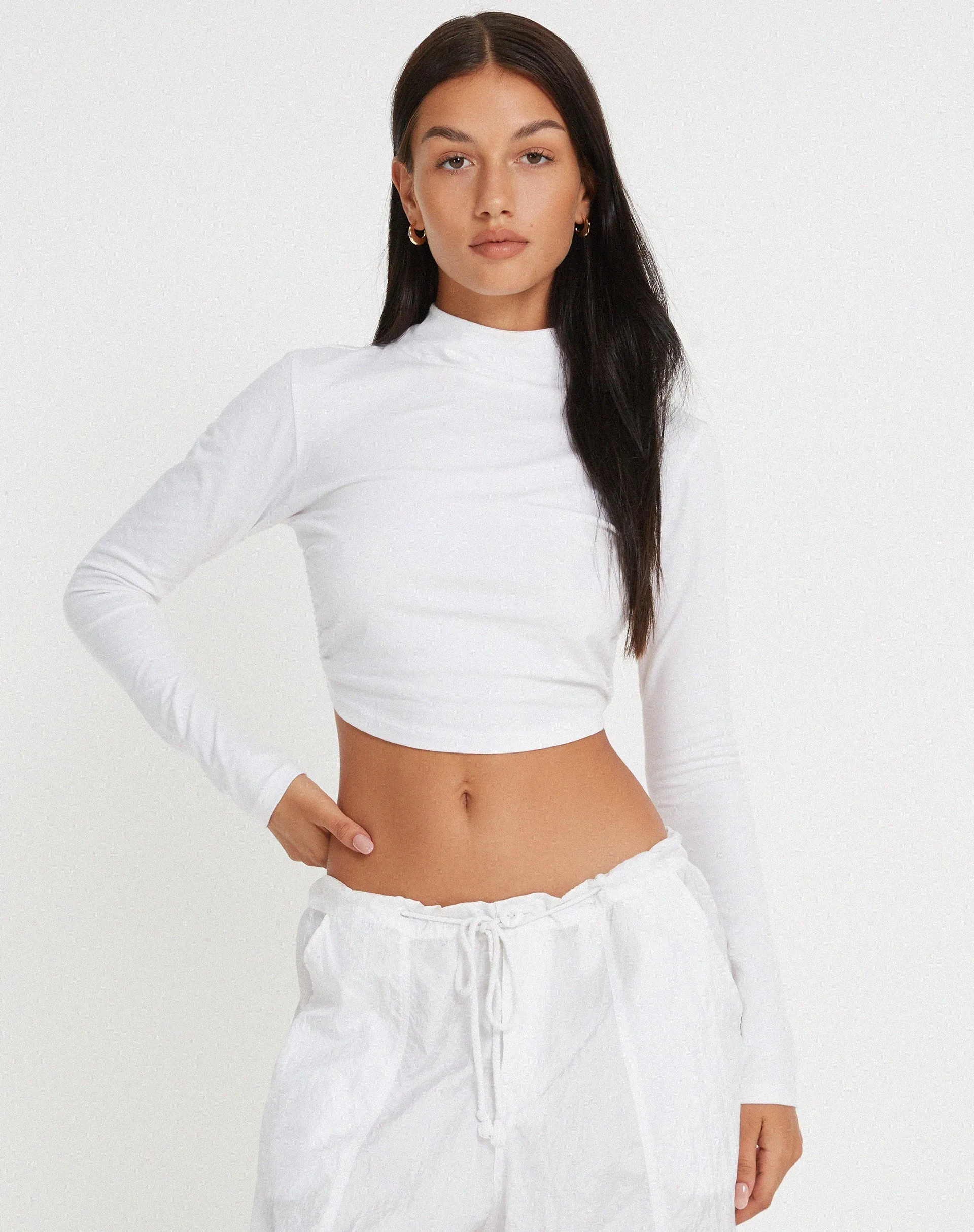 Quelia Open Back Crop Top in White sold by Motel Rocks