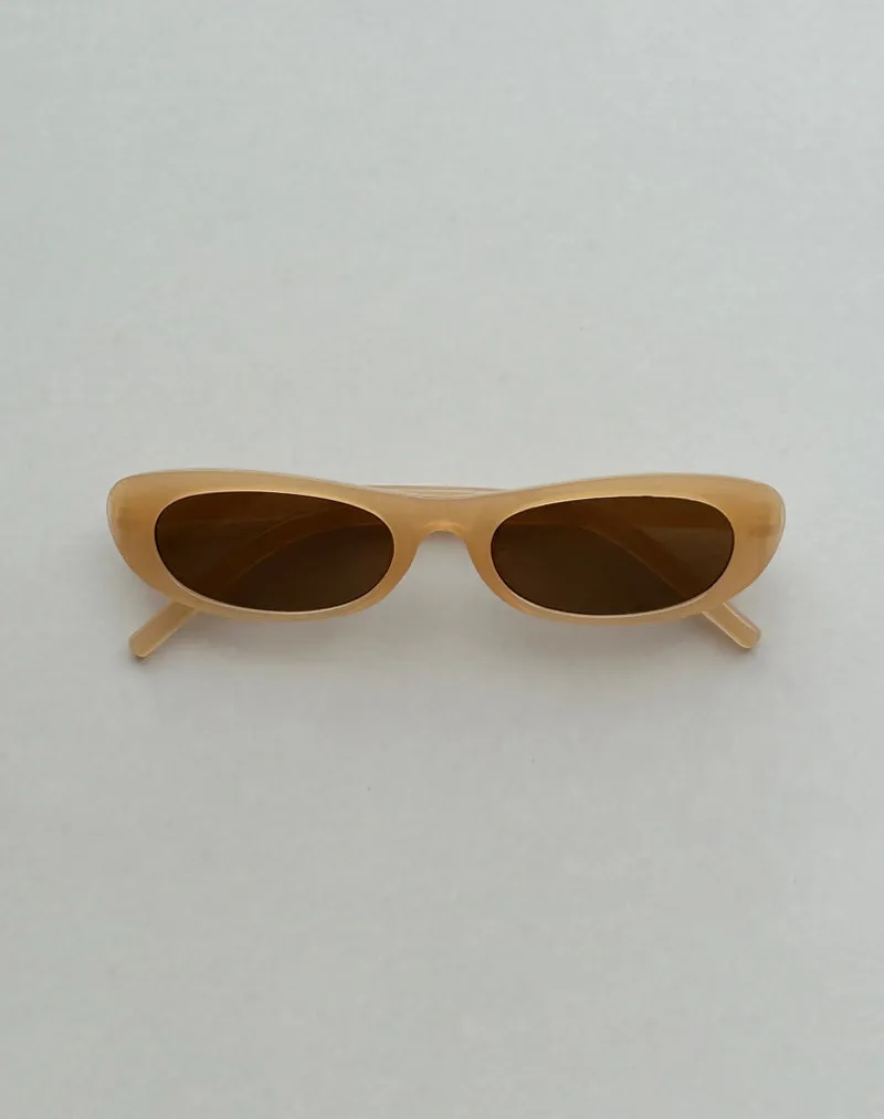 Rotu Rectangle Sunglasses in Opaque Tan sold by Motel Rocks