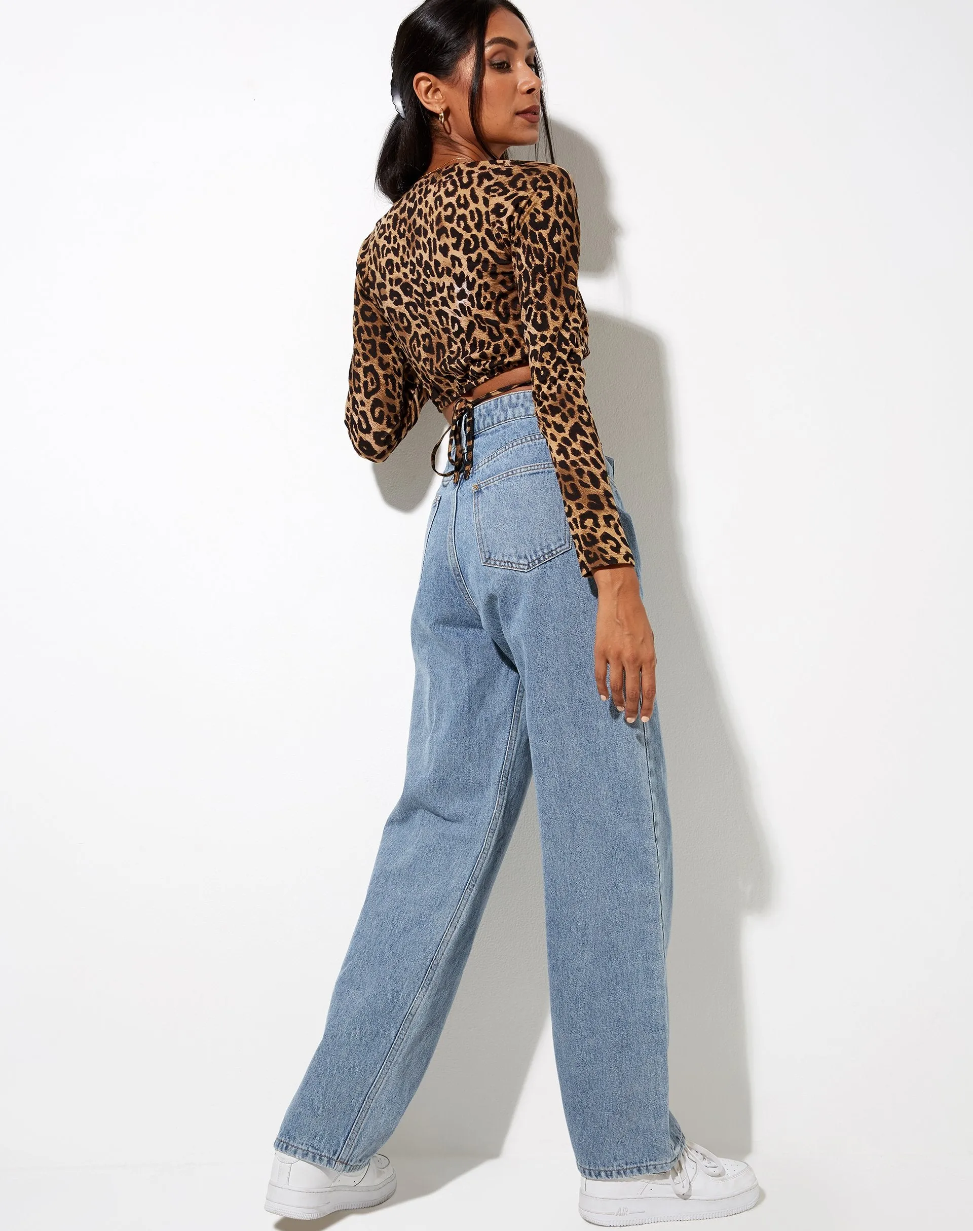 Lieneva Crop Top in Night Leopard Brown sold by Motel Rocks product image thumbnail 2