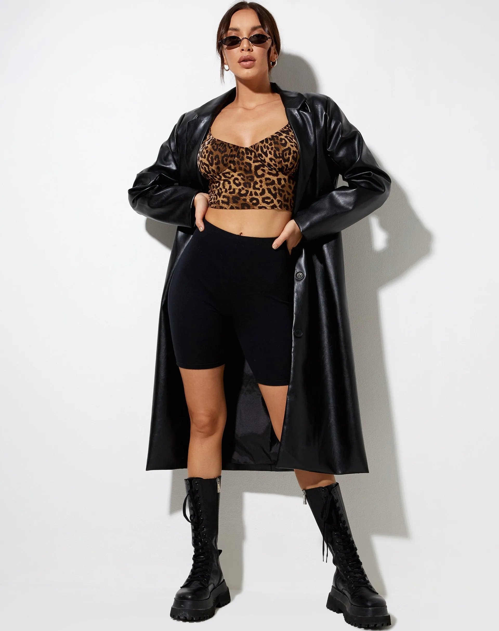 Glafy Crop Top in Night Leopard Brown sold by Motel Rocks product image thumbnail 4