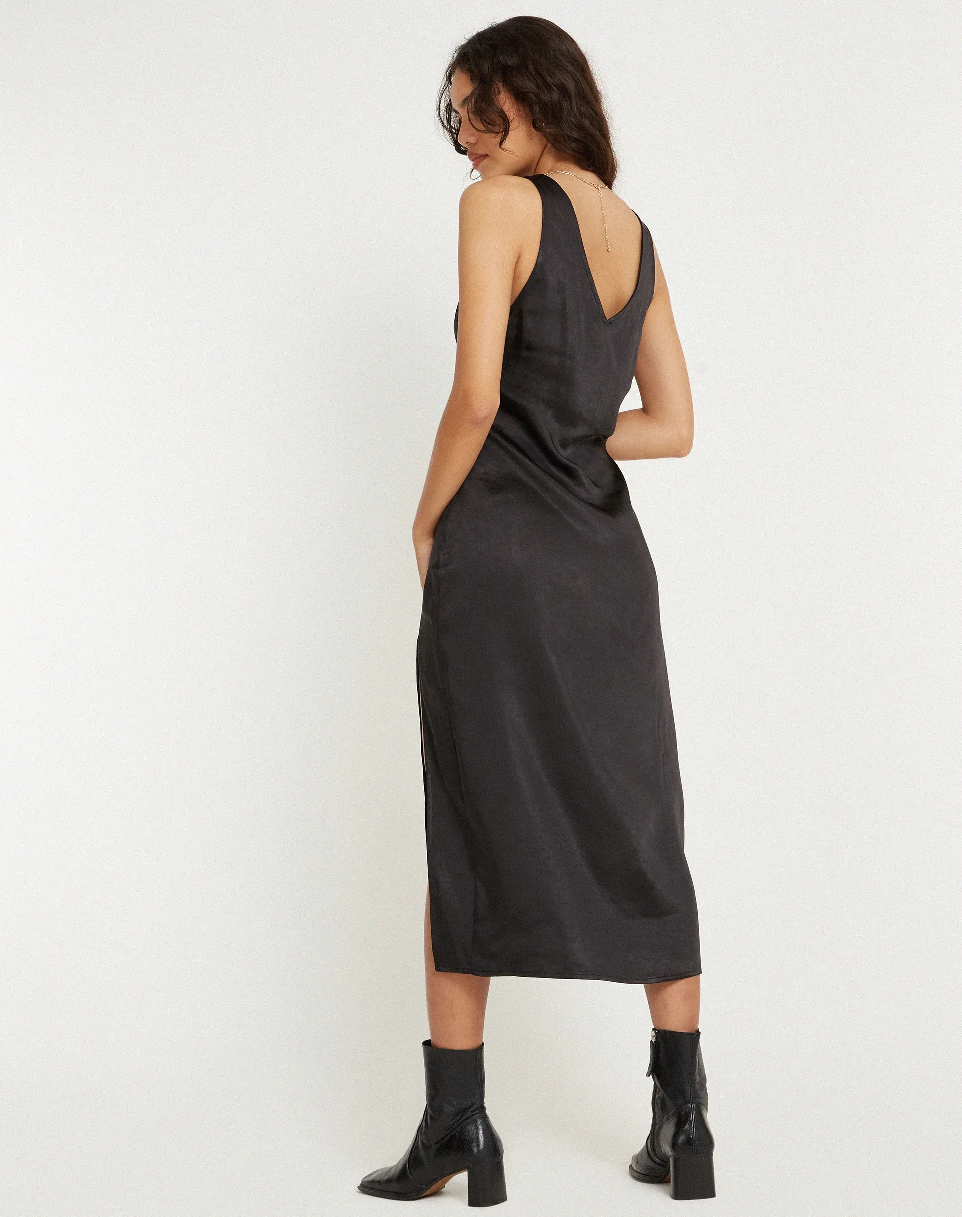 Damora Midi Dress in Satin Black sold by Motel Rocks product image thumbnail 5