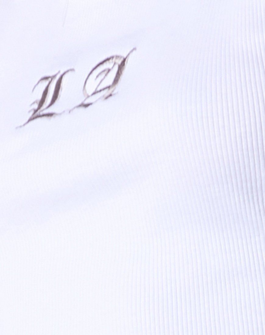 Givas Crop Top in White "LA" Embro sold by Motel Rocks product image thumbnail 5