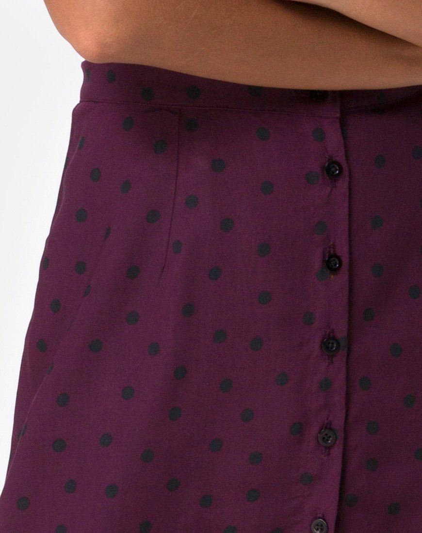 Marni Midi Skirt in Skater Polka Wine sold by Motel Rocks product image thumbnail 5