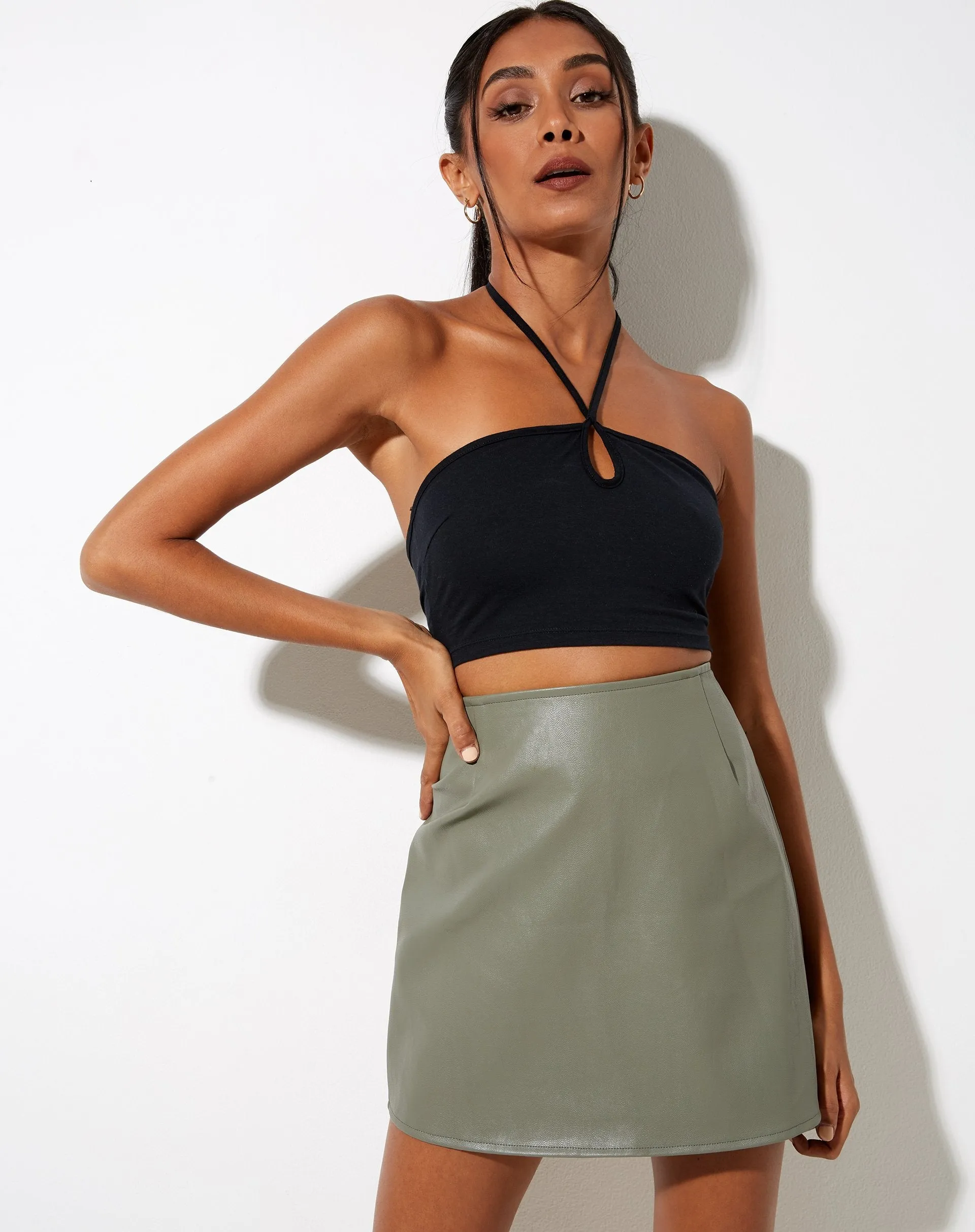 Pelmo Mini Skirt in Pu Green sold by Motel Rocks product image thumbnail 3