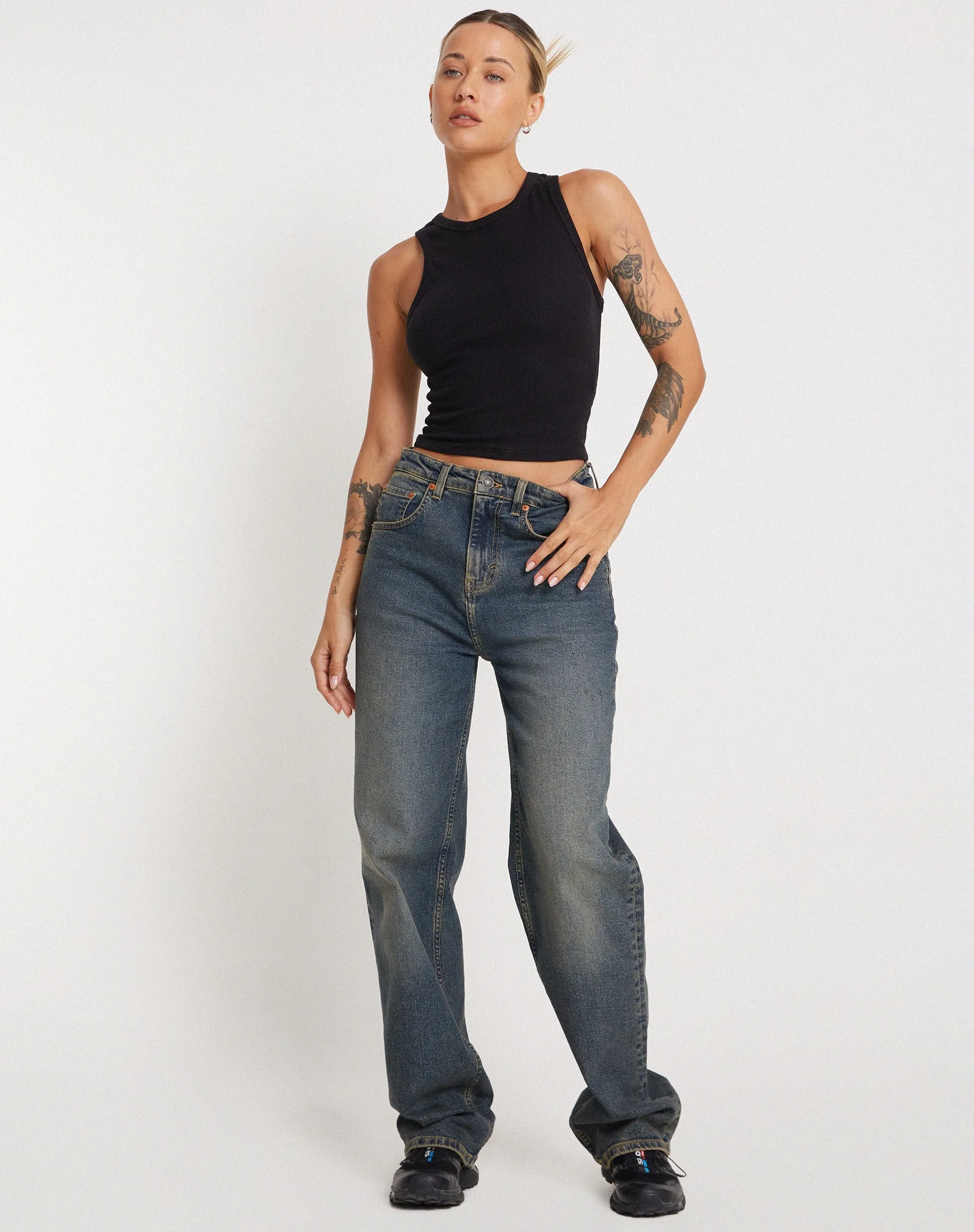 Rave Vest Top in Rib Black sold by Motel Rocks product image thumbnail 5