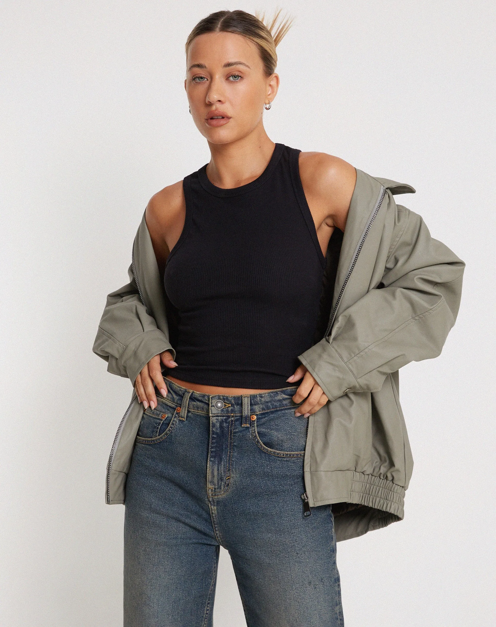 Rave Vest Top in Rib Black sold by Motel Rocks product image thumbnail 3