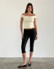 Chacha Top in Rib Lace Buttercream sold by Motel Rocks