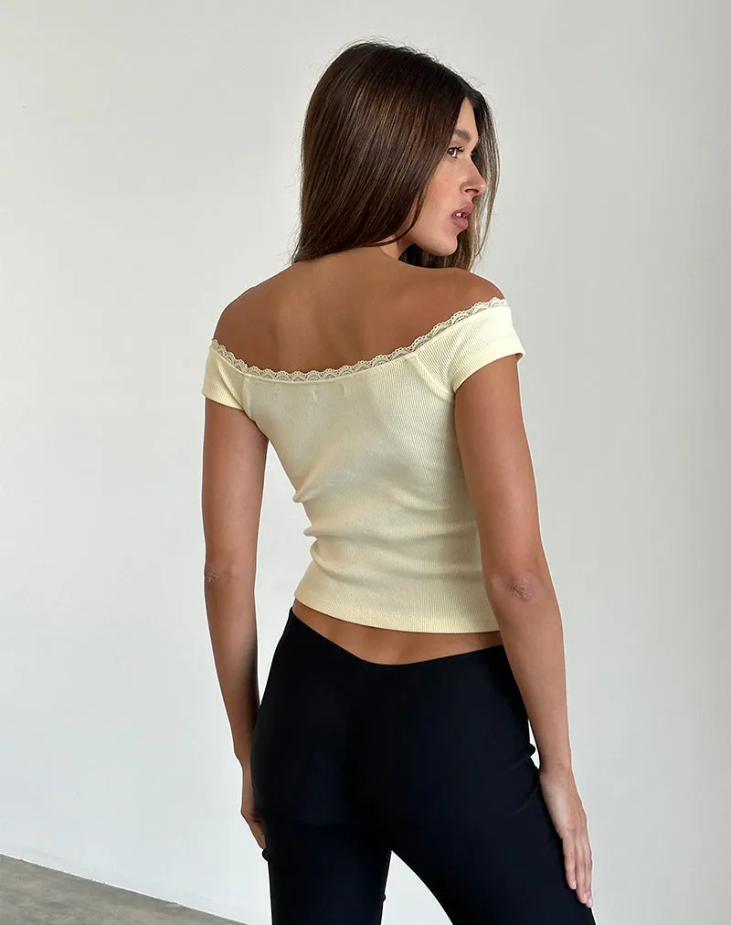 Chacha Top in Rib Lace Buttercream sold by Motel Rocks product image thumbnail 4
