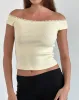 Chacha Top in Rib Lace Buttercream sold by Motel Rocks