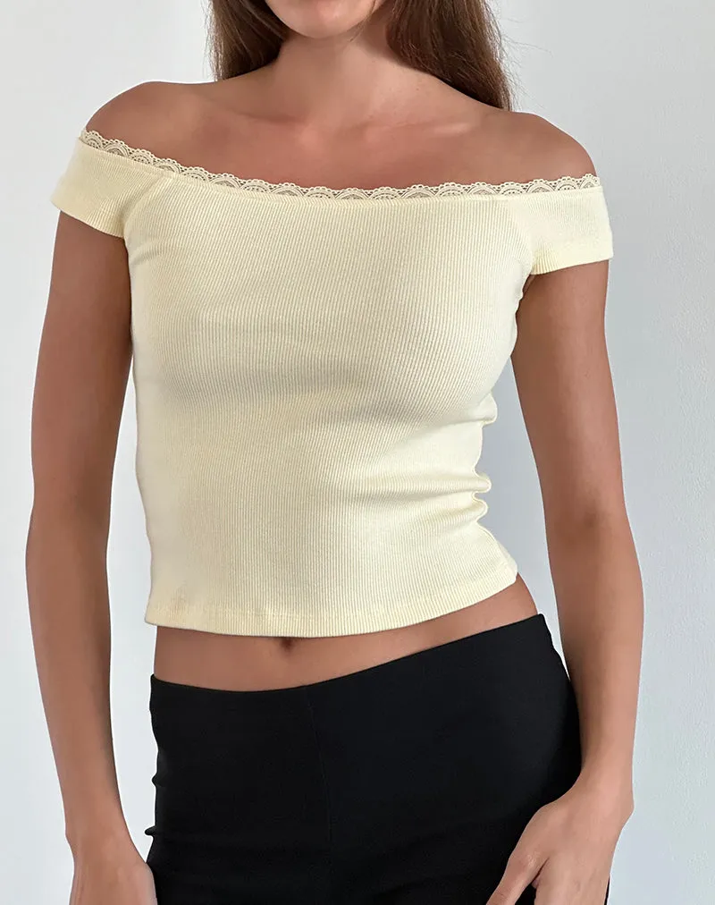 Chacha Top in Rib Lace Buttercream sold by Motel Rocks product image thumbnail 2