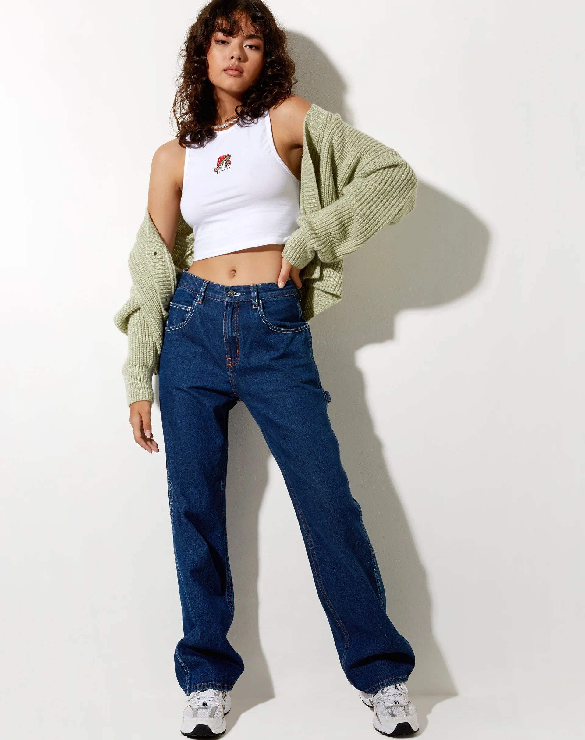 Vasque Vest Top in White Mushroom Embro sold by Motel Rocks product image thumbnail 3