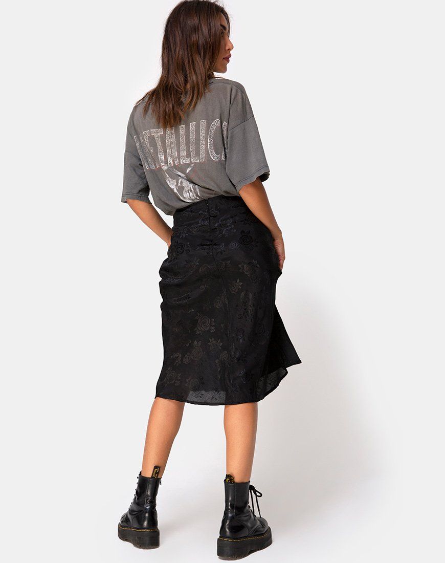 Tauri Midi Skirt in Satin Rose Black sold by Motel Rocks product image thumbnail 4