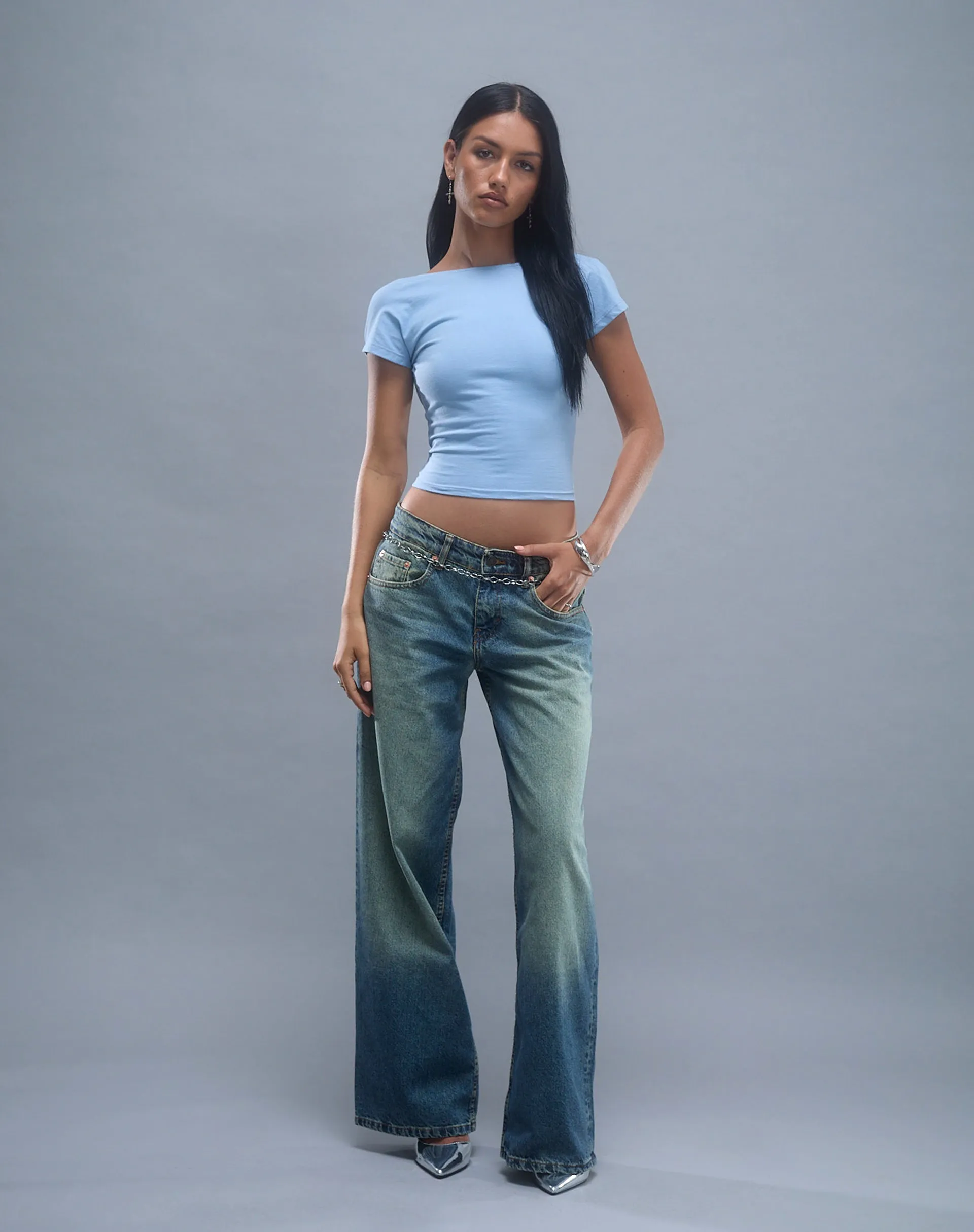Xiwang Crop Top in Nantucket Blue sold by Motel Rocks product image thumbnail 4