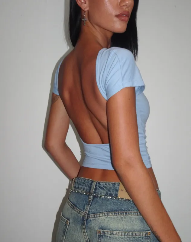 Xiwang Crop Top in Nantucket Blue sold by Motel Rocks
