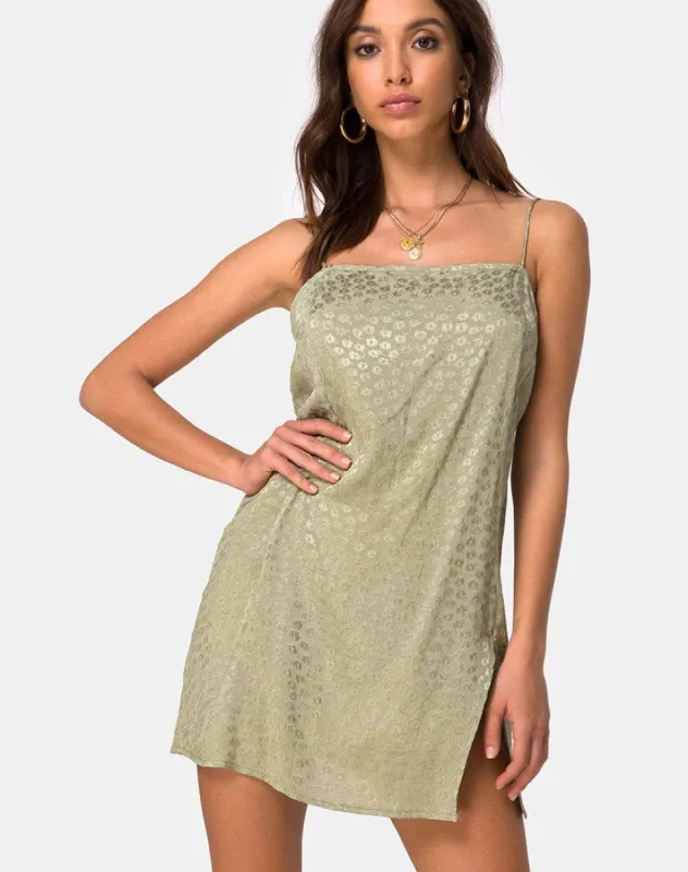 Datista Slip Dress in Satin Ditsy Rose Sage sold by Motel Rocks