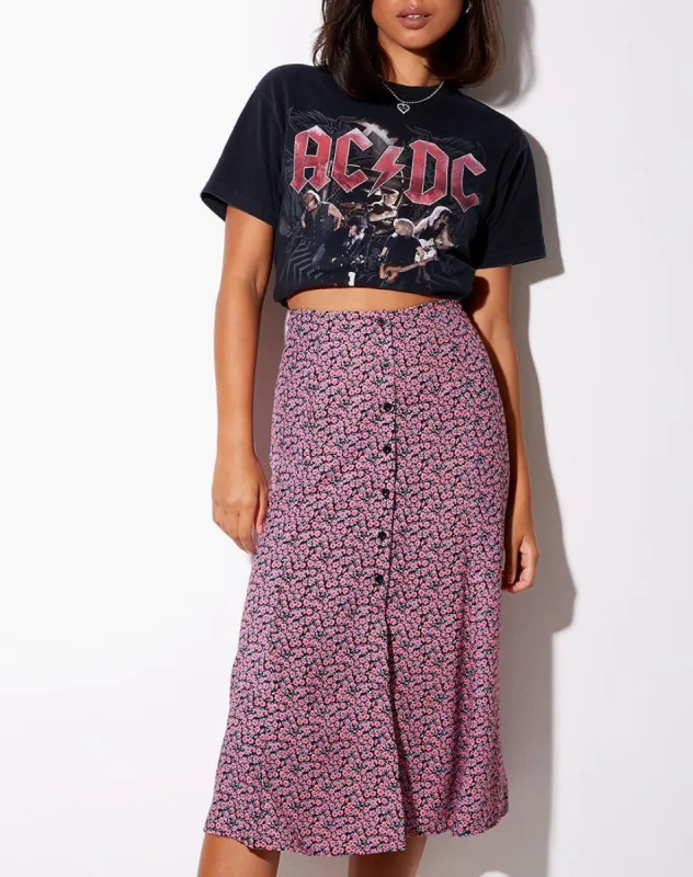 Sanya Midi Skirt in Floral Fun Pink sold by Motel Rocks