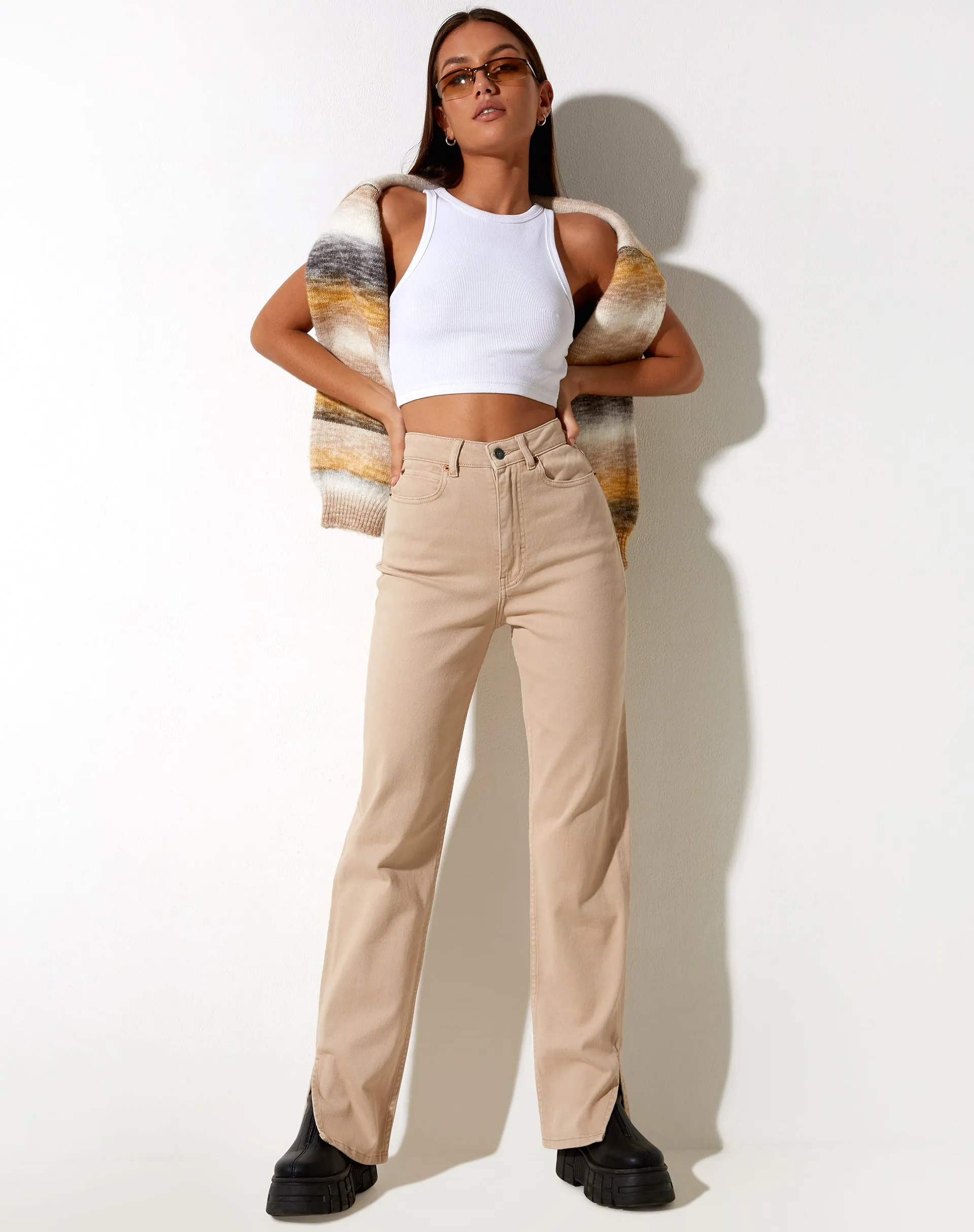 Straight Leg Jeans in Winter Sandwash sold by Motel Rocks