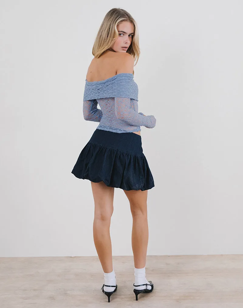 Nesta Bardot Top in Unlined Lace Blue sold by Motel Rocks product image thumbnail 5