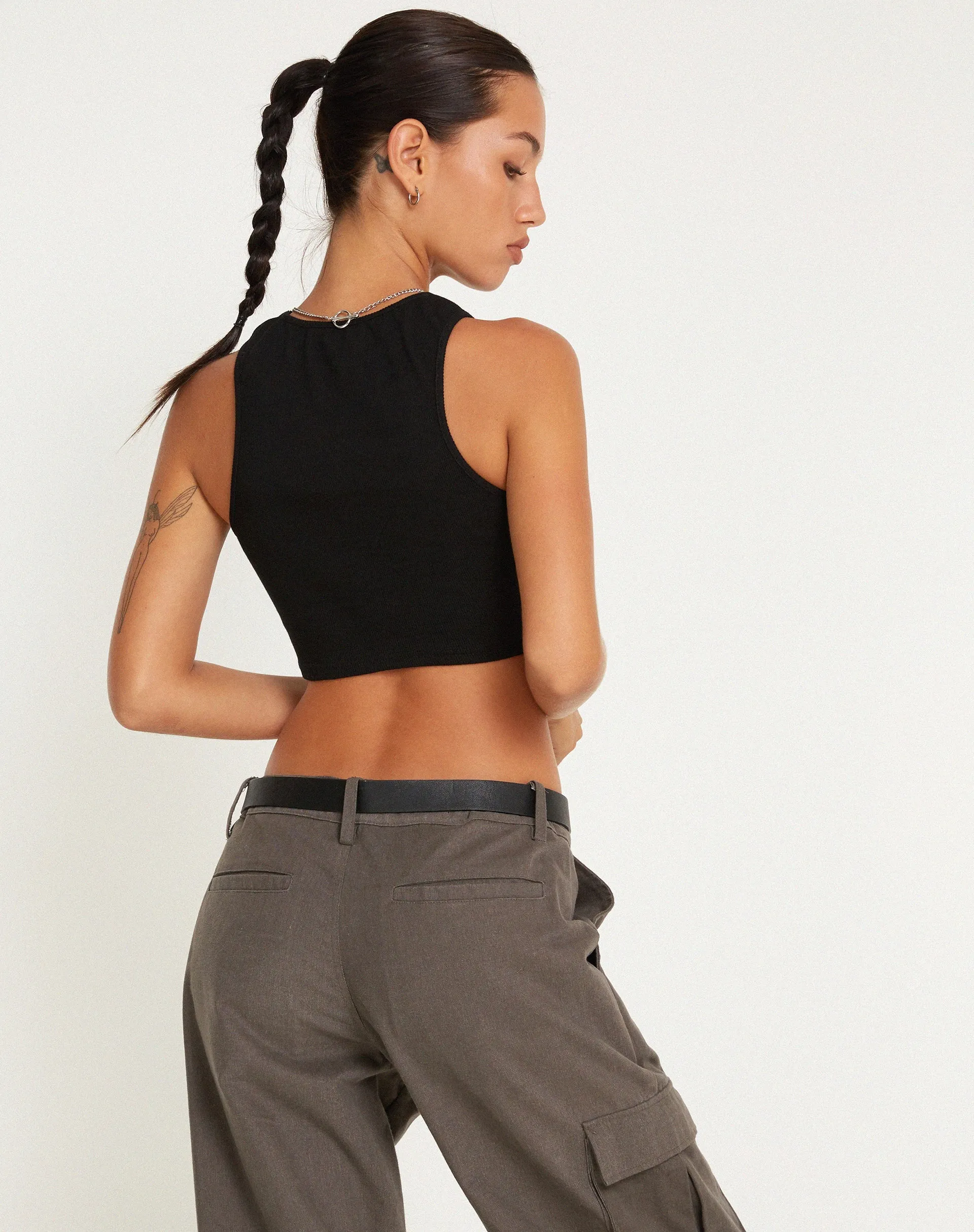 Eloise Vest Top in Black sold by Motel Rocks product image thumbnail 3