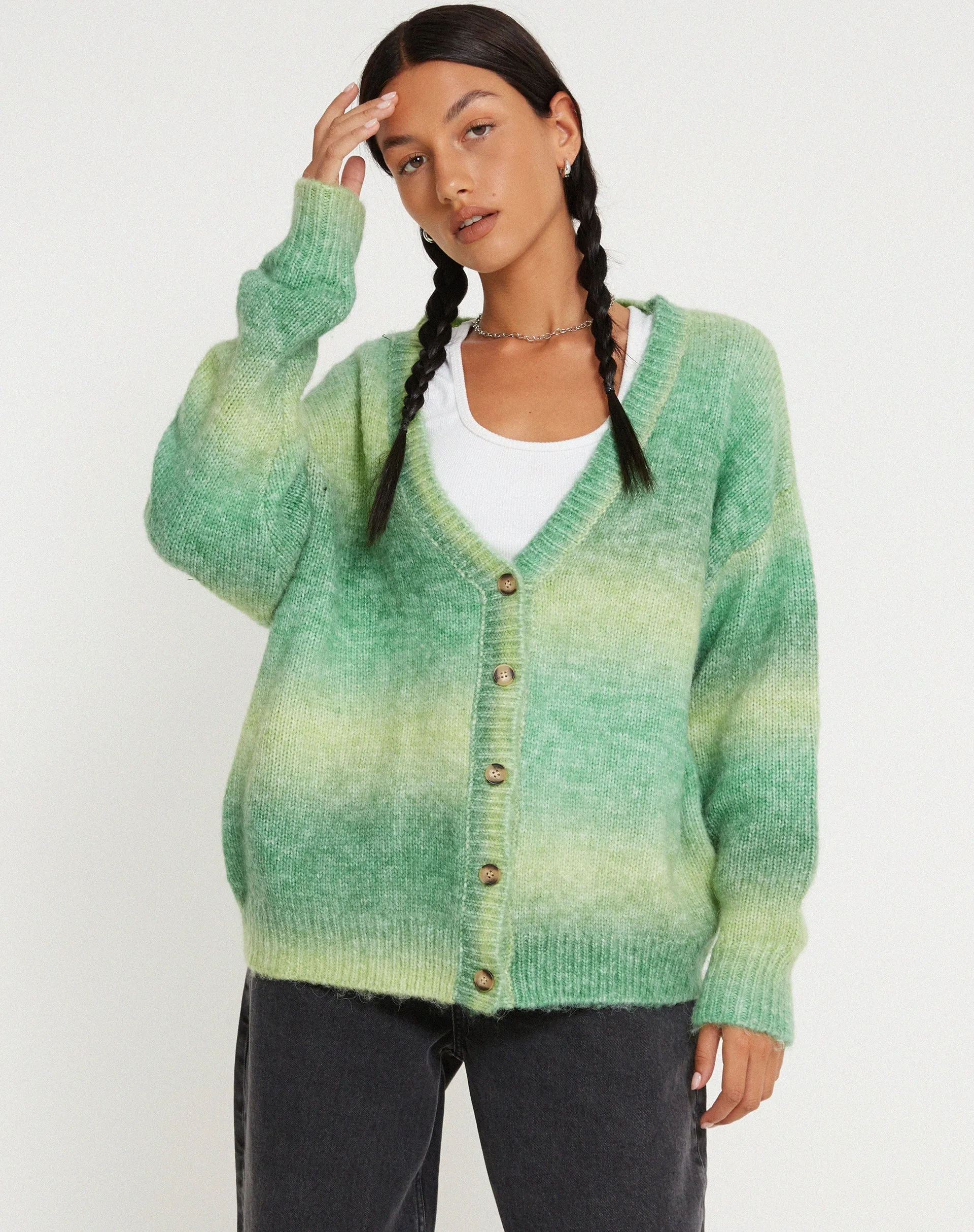 Uriela Cardi in Wool Green sold by Motel Rocks product image thumbnail 3