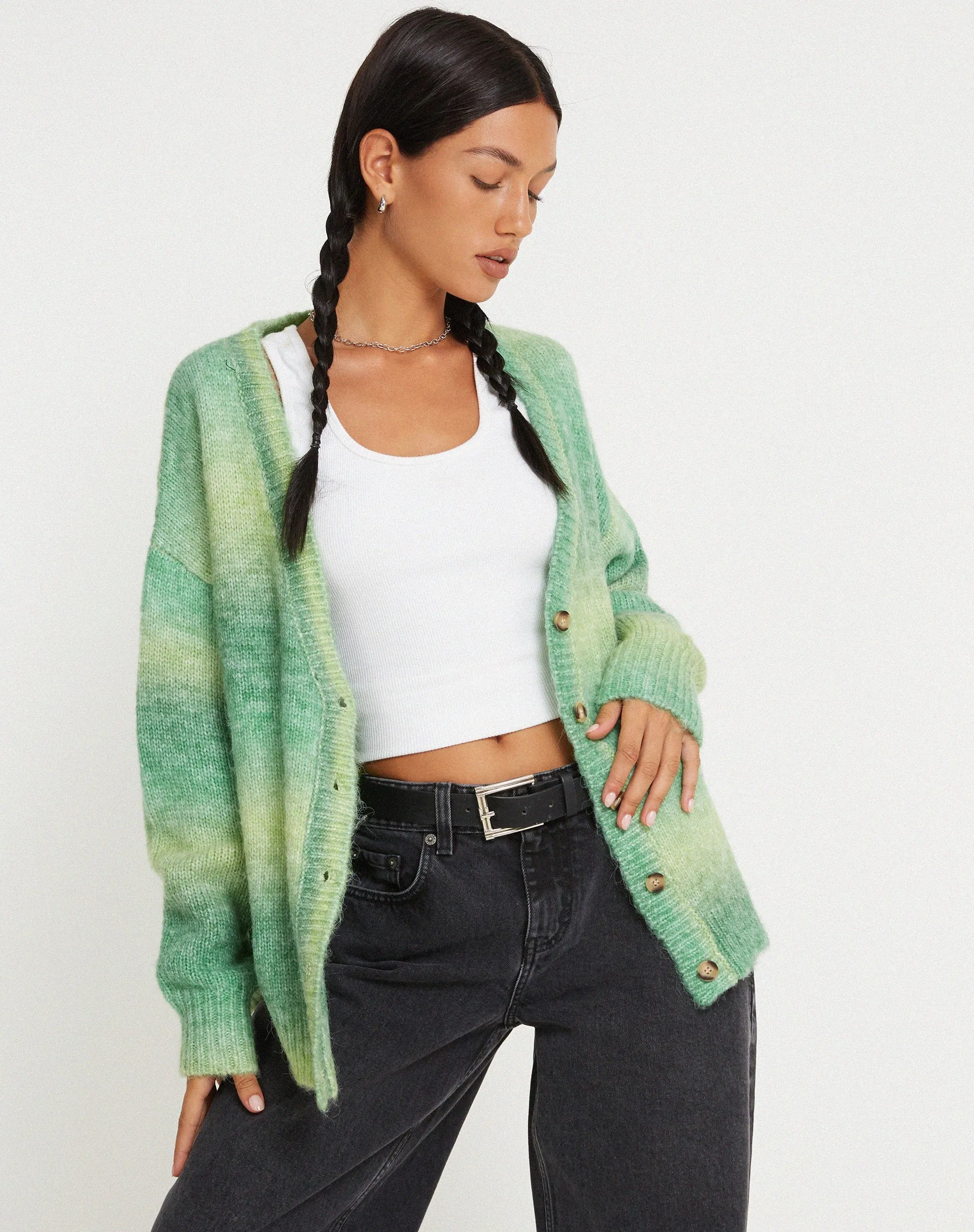 Uriela Cardi in Wool Green sold by Motel Rocks product image thumbnail 2